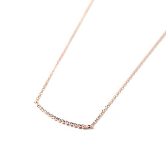 ダイヤモンド カーブ ネックレス | K10PG 〈世界最小〉