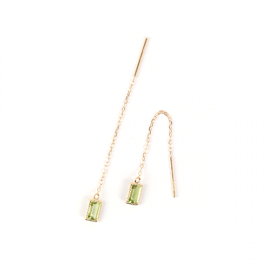 ペリドット ロング ピアス | K18