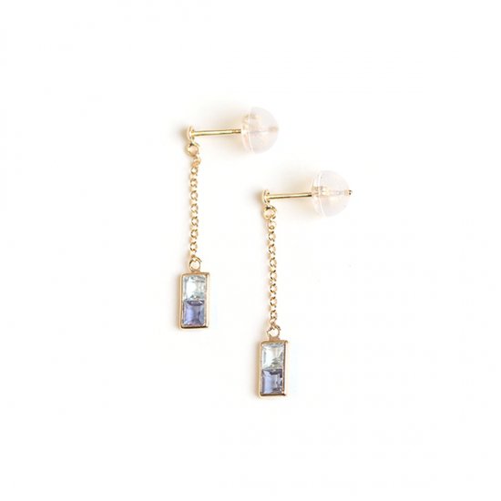 スカイブルートパーズ / アイオライト バイカラー ピアス | K18