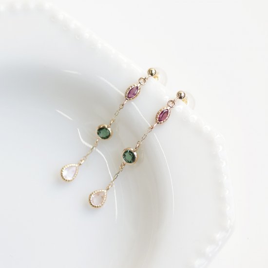 マルチカラー ピアス | K10YG