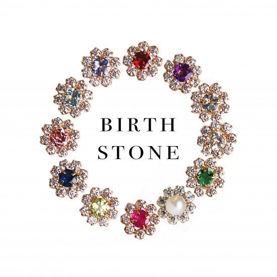 カラーストーン フラワー ピアス | K10YG 〈誕生石〉