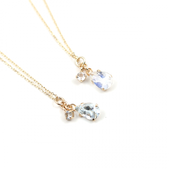 カラーストーン ネックレス | K10YG 〈アクアマリン / ロイヤルブルームーンストーン〉