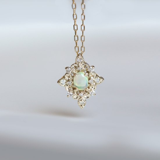 ダイヤモンド / オパール ネックレス | K10YG