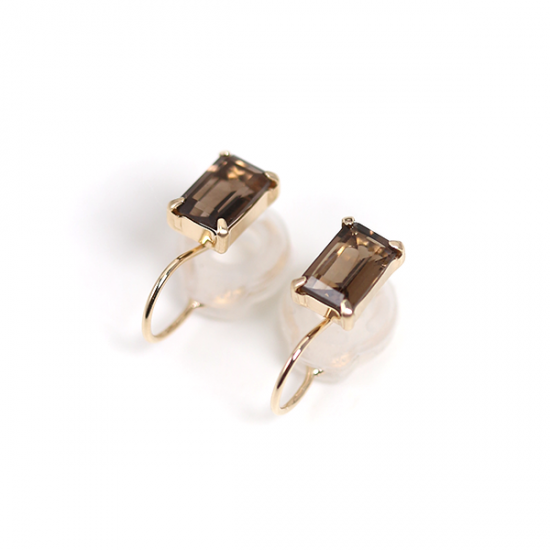 スモーキークォーツ イヤリング | K10YG