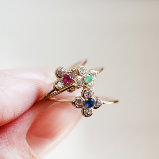 カラーストーン フラワー リング | K10YG