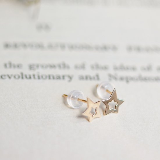 ゴールド オープンスター ピアス | K18