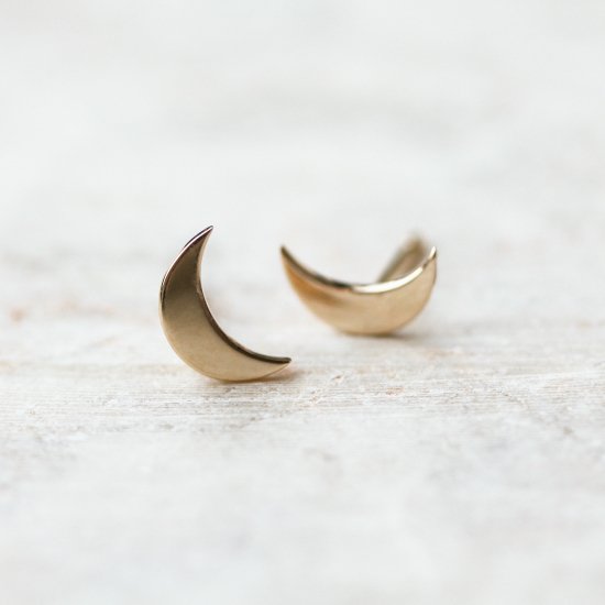 ゴールド ムーン ピアス | K10YG