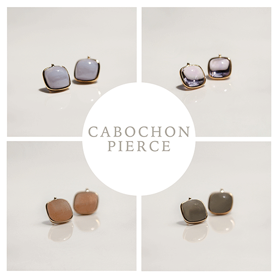 カラーストーン カボション ピアス | K10YG