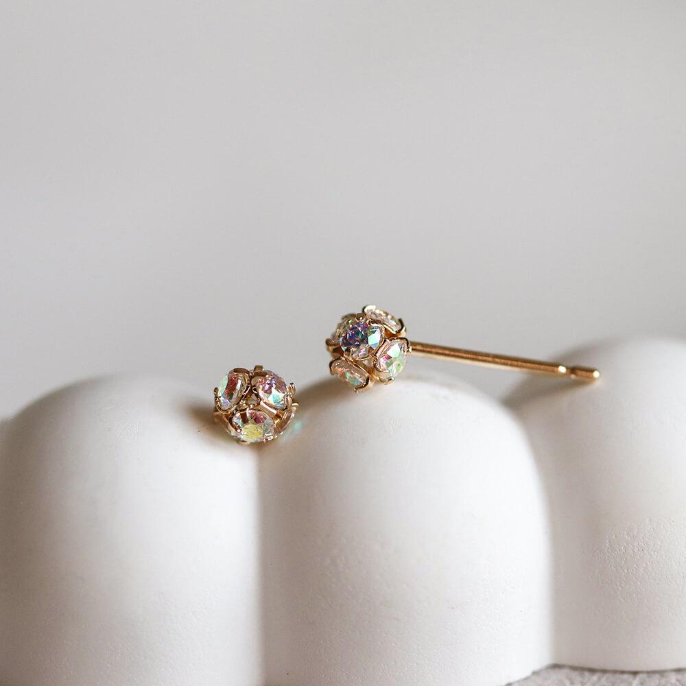 オーロラ キュービックジルコニア ピアス | K10YG