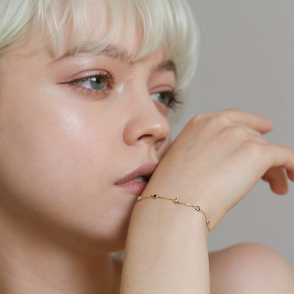 マルチカラーストーン ブレスレット | K10YG